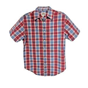 Levi's Strauss Co. Men's Shirt Small Short Sleeve Check Plaid Button Up Blue Red